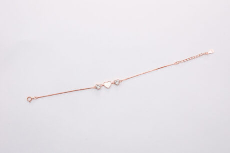 Mini Heart Chain Bracelet/ Rose Gold