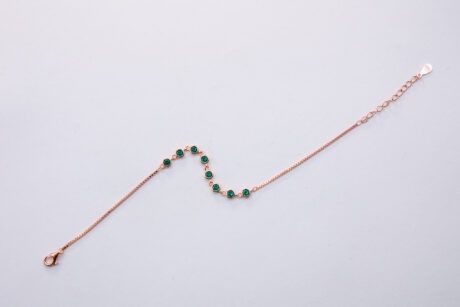 Round Cut Green Stone Rose Gold Bracelet