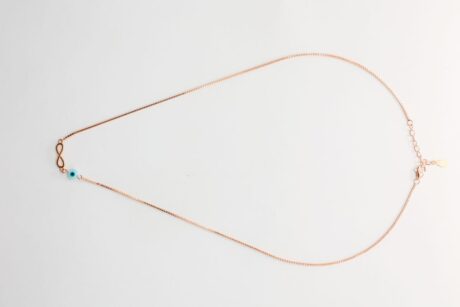 Rose Gold Evil Eye Detailed Infinty Necklace