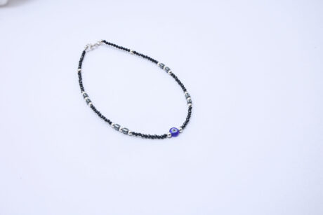 EVIL EYE WITH SILVER BEEDS ANKLET